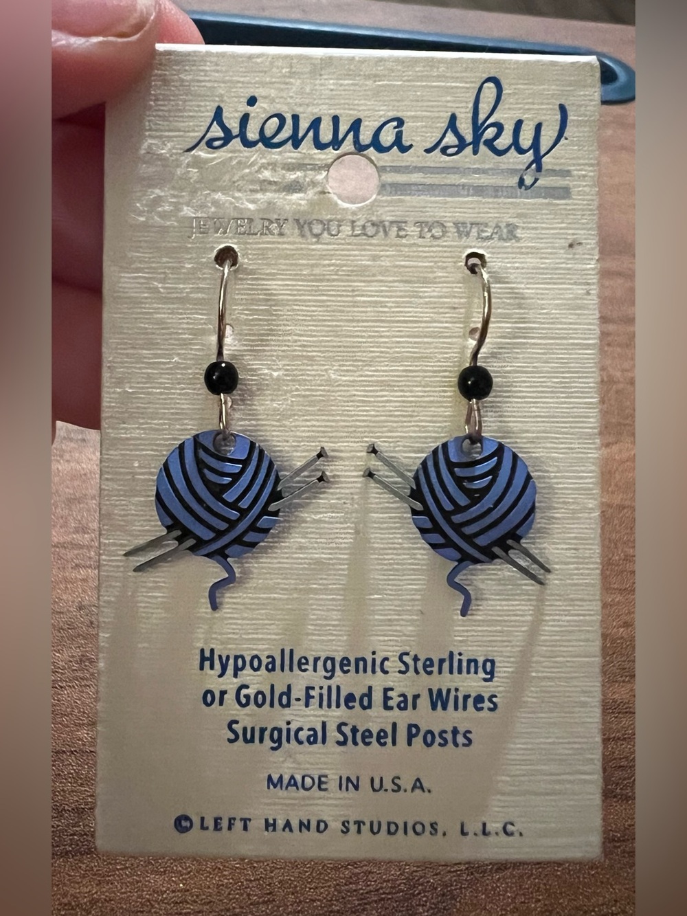 Sienna Sky Knitting Yarn Skein Pierced Earrings Hand-Crafted in Colorado New!